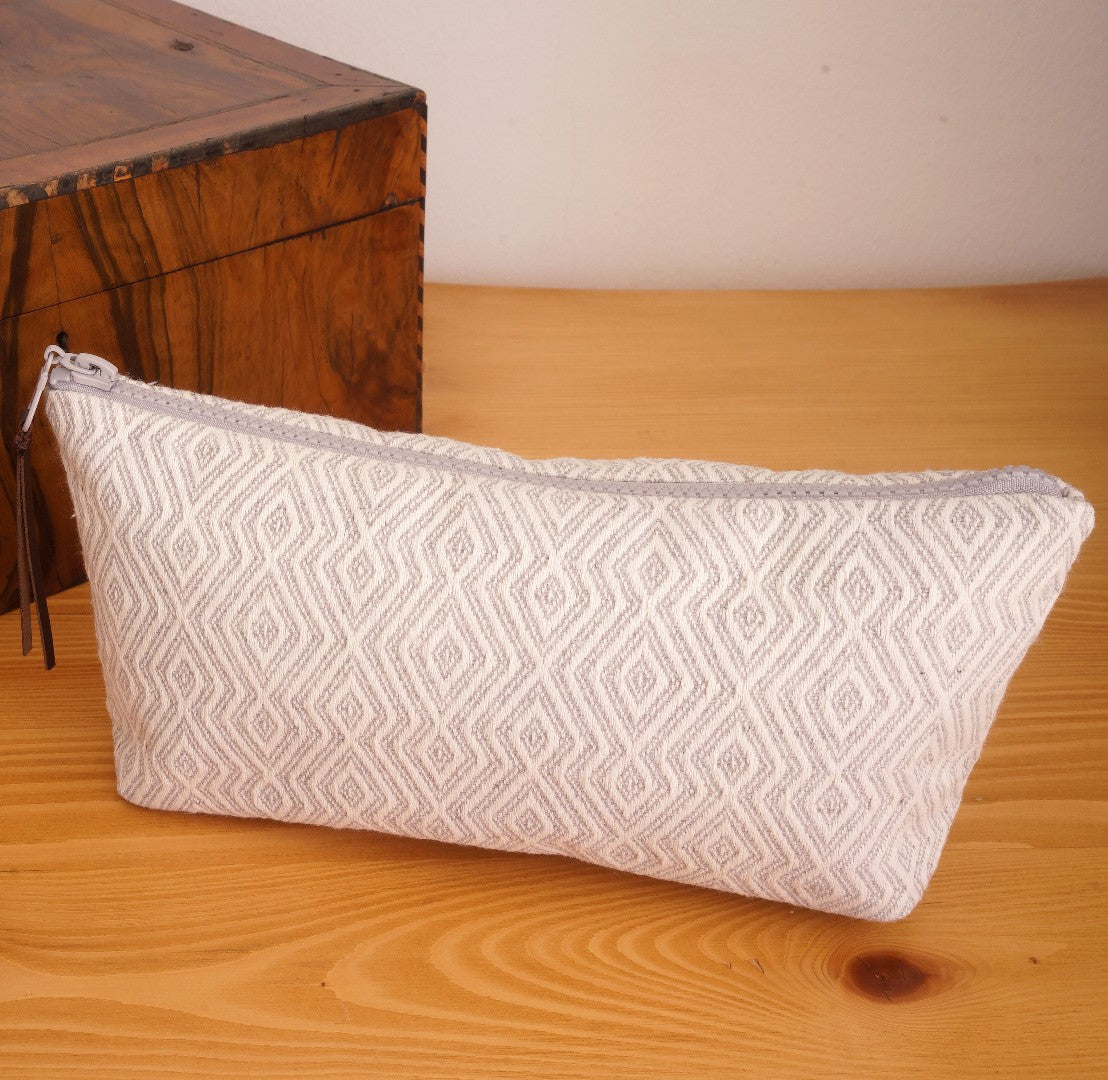 Tyana Handwoven Makeup/Pouch Bag, clutch cosmetic bag closeup with decor box