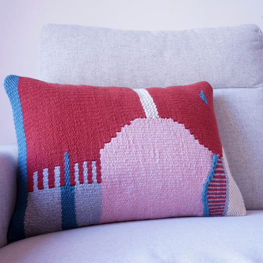 Lukka Handwoven Cotton Cushion Cover, cushion cover product photo on sofa closeup