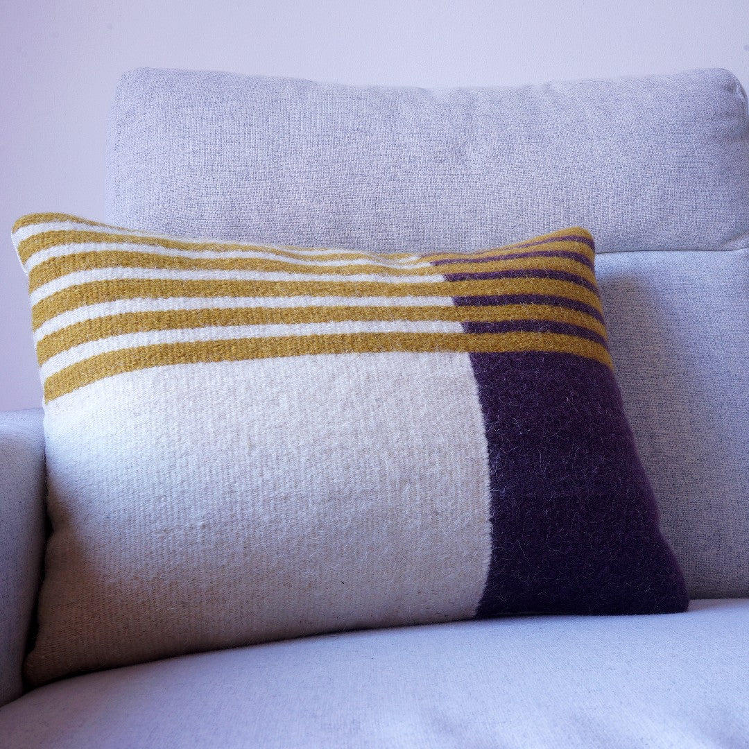 Cyme Handwoven Cushion Cover, cushion cover product photo on sofa closeup