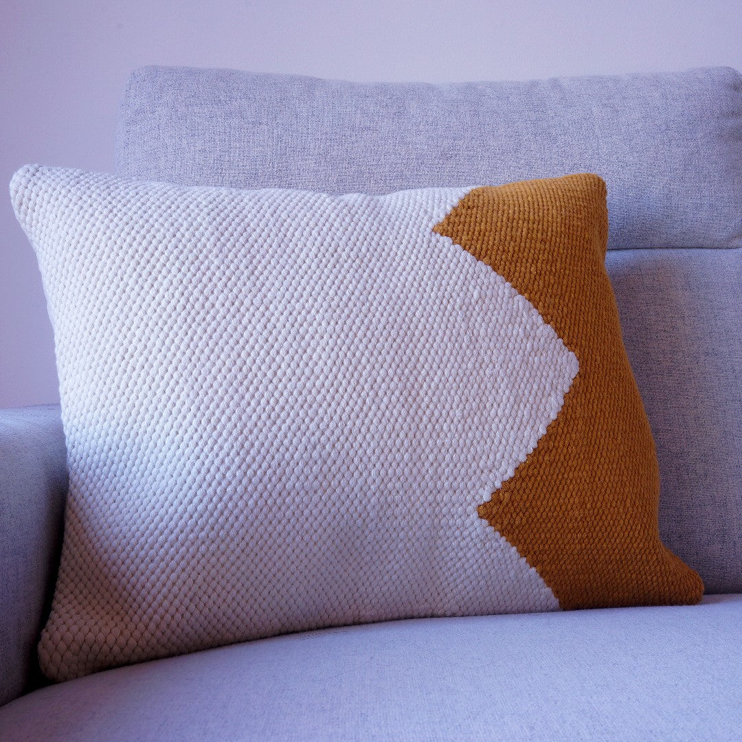 Mitanni Handwoven Cotton Cushion Cover, cushion cover product photo on sofa closeup