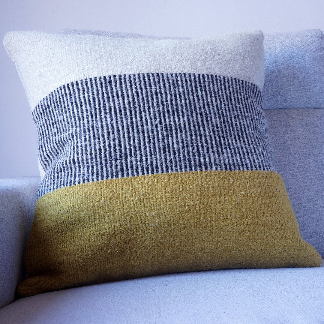 Perge Handwoven Cushion Cover, cushion cover product photo on sofa closeup